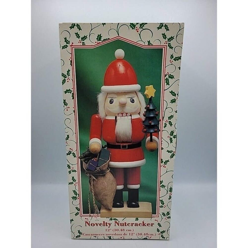 Novelty Wooden Nutcracker Santa Toys  Hand Paint 12" Christmas Holiday Decor N19